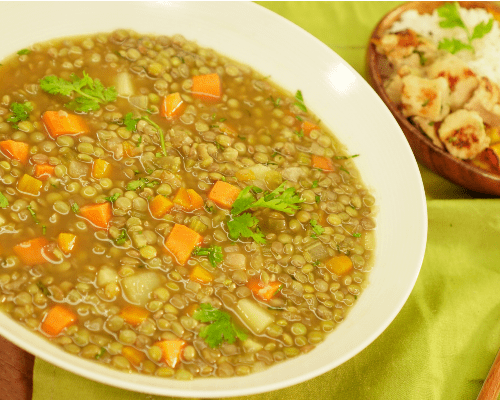 Receta de sopa de lentejas con pollo