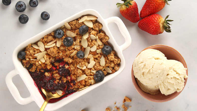 Receta crumble de frutos rojos con Gourmet®